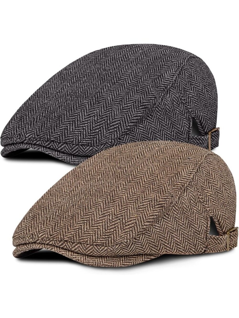 Stylish 2-Pack Newsboy Caps for Men | Wool Blend Tweed Flat Caps, Vintage Look